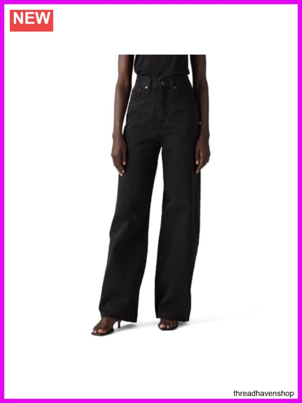 High Rise Straight Leg Baggy Jeans Non-Stretch Cotton